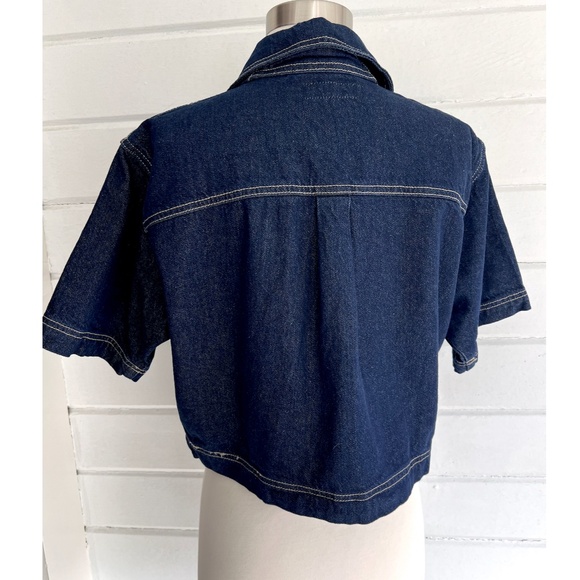 ZARA Z1975 New Cropped Short Sleeve Denim Shirt - NWT! - L - Picture 9 of 13
